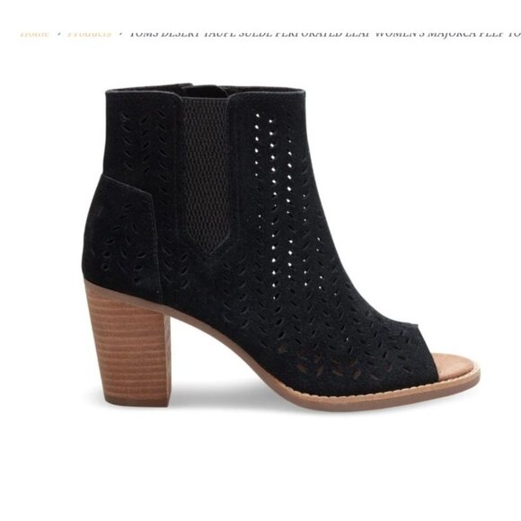 Toms Majorca Black Peep Toe Bootie Size 11 - Picture 2 of 8